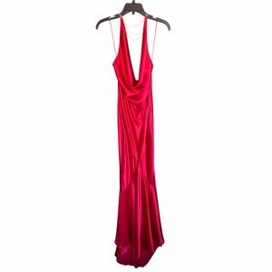 Nwt Retrofete Eve Rhinestone Open-Back Mermaid Red Satin Gown size Xs